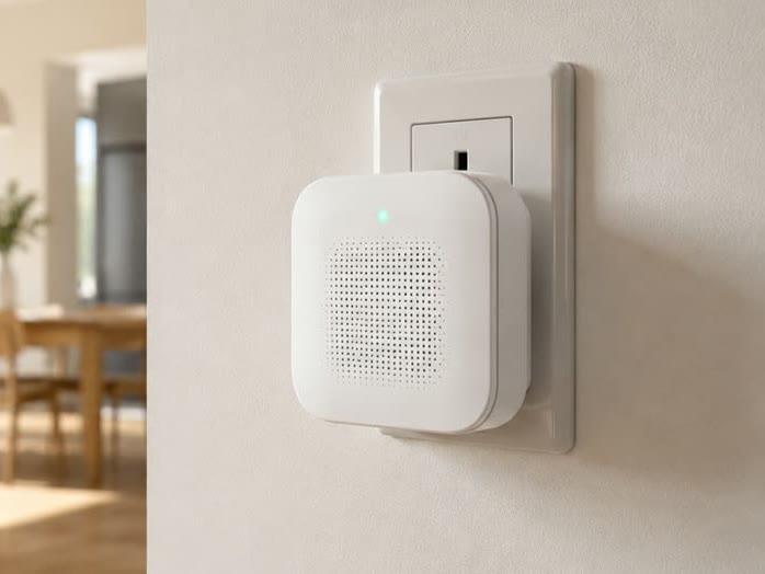 AI Noise Guard plugged into a standard home outlet (110V)